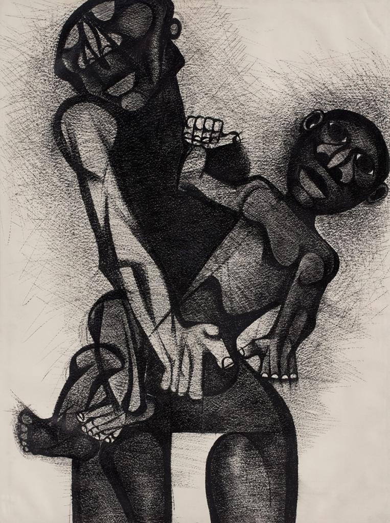 Dumile Feni, Mère et enfant, 1986. 158 x 119 cm. Vendu pour 32 337€
