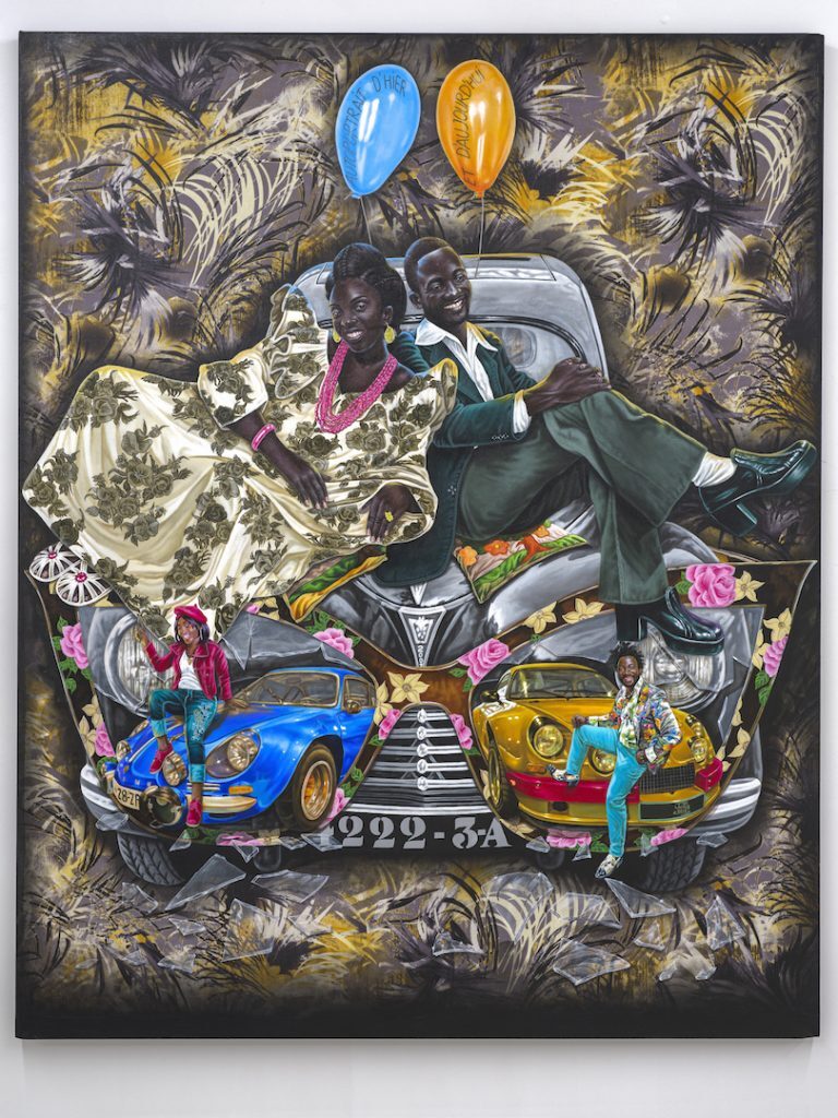 JP Mika Autoportrait d'hier et d'aujourd'hui, 2019 Acrylique, encre de Chine et paillettes sur tissu 150 x 120 cm © ADAGP, JP Mika, Kleinefenn courtesy Galerie MAGNIN-A, Paris