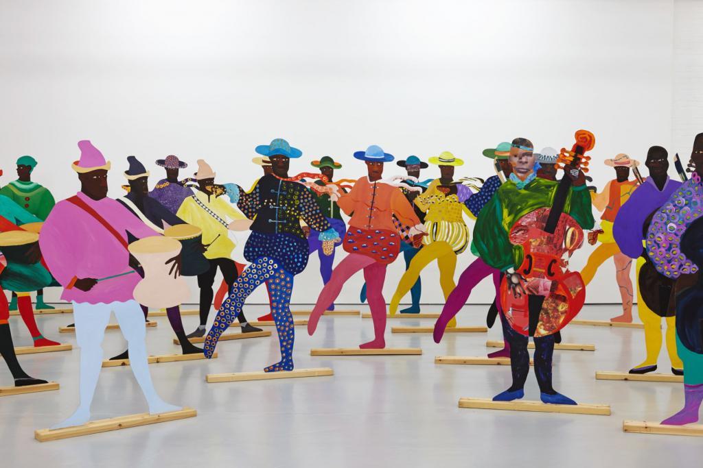 Lubaina Himid, Naming the Money, 2004 Exhibition view Navigation Charts, Spike Island, Bristol, 2017 Courtesy the artist, Hollybush Gardens, London and National Museums Liverpool: International Slavery Museum Photographer: Stuart Whipps