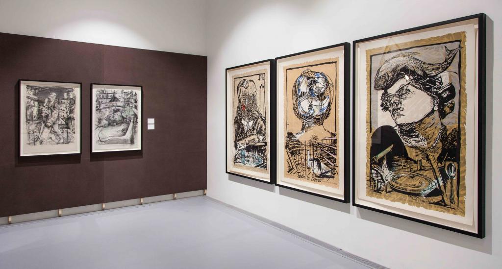 William Kentridge, Putting drawings to work. William Kentrdige, Early Prints And Drawings. Installation View at the Zeitz MOCAA 2019. ©Anel Wessels
