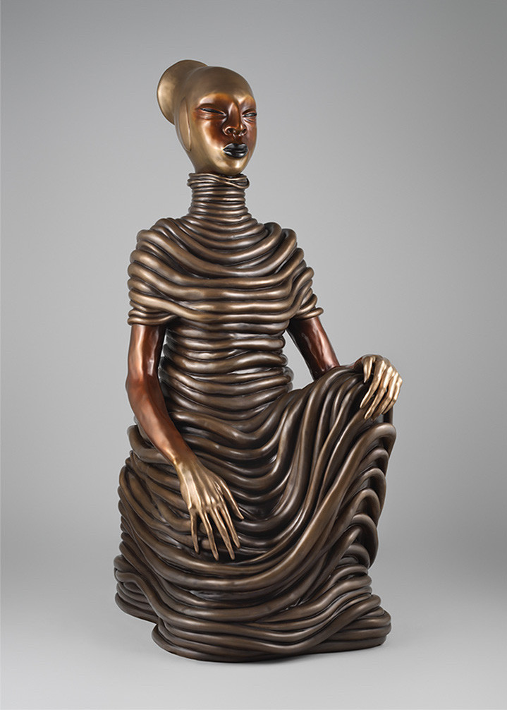 Wangechi Mutu (Kenyan, born 1972). The Seated I, 2019. Bronze, 79 1/8 x 31 3/4 x 42 1/4 in. (201 x 80.6 x 107.3 cm).