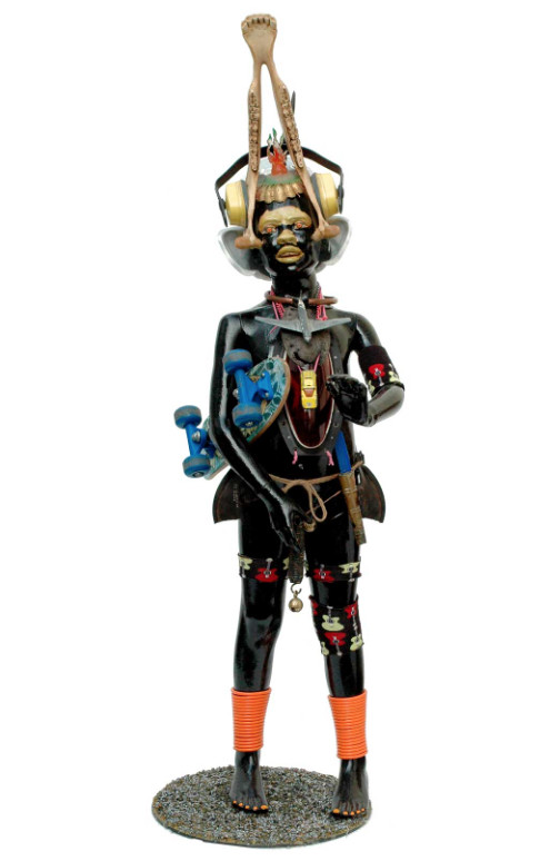 Zak Ové, Skateboard P (from the Lost Souls series), 2011. Resin cast and mixed media, 149 cm. Group Show Life trough extraordinary mirros at October Gallery