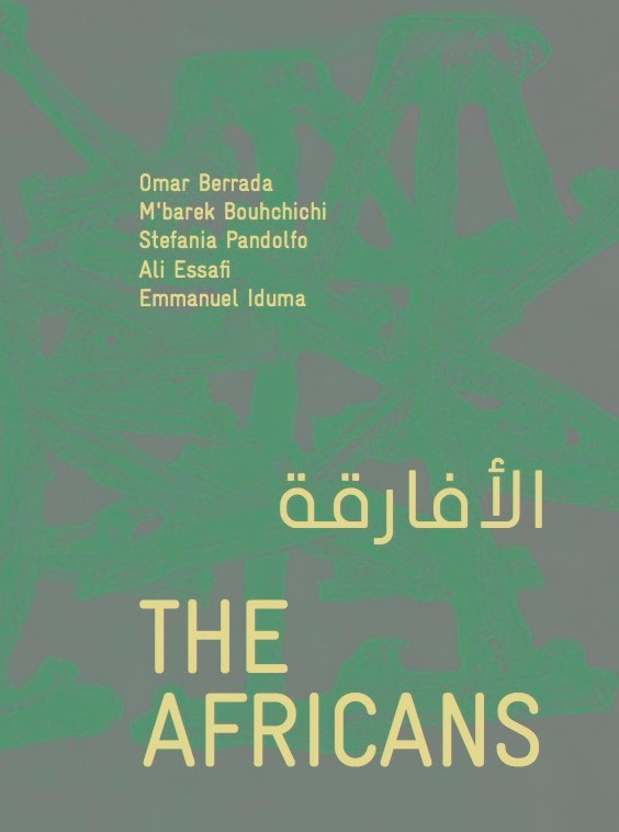 Image of the book The Africans – co-written by Bouhchichi, Omar Berrada, Stefania Pandolfo, Ali Essafi and Emmanuel Iduma – published by Kulte Éditions in the context of the Averroès Meetings and the exhibition Les mains noires, at the Kulte Gallery in 2016.
