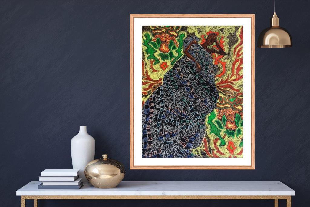 Leikun Nahusenay, Lips lover VI, 2019. 65 x 50cm. Pastel sur carton épais. Encadrement en chêne naturel. Cliquez sur l'image pour acquérir cette oeuvre.