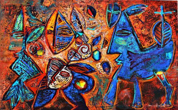 Philippe Dodard, né en 1954
Nuit allégorique, 2005
Acrylique sur toile
76 x 121 cm
Prix de départ : 7 500 euros
Africa Unite