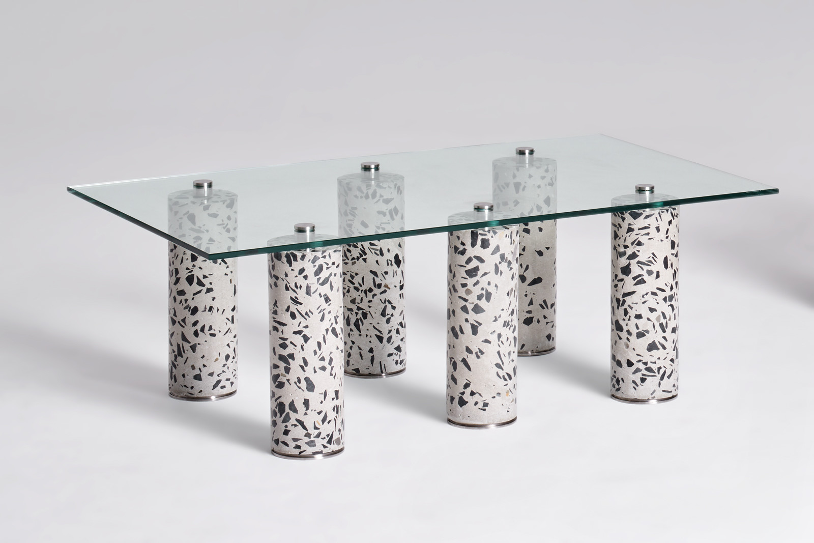 Contemporary coffee table 6, 2019. Limited edition 126cm (L) x 74cm (W) x 45cm (H) Concrete, Stainless Steel, Glass. © Oliver Whyte.