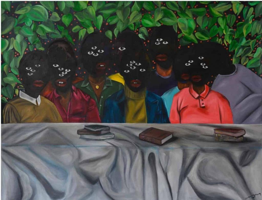 Lerato Motaung Knowledge 2020 Oil on canvas Hand signed by artist (lower right) 150 x 187 cm