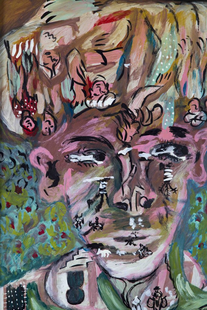 Mohamed Tabal, Autoportrait 2 Huile sur panneau, 66,5 x 55,5 cm Collection Fundación Yannick y Ben Jakober/Museo Sa Bassa Blanca. 
Outsiders/Insiders? Les artistes d’Essaouira s'exposent au MACAAL