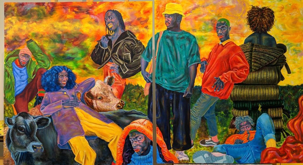 Chukwudubem Ukaigwe, Peanut Vendor, 2020, Oil on canvas, 152.4 x 274.32 cm. Courtesy of DADA Gallery
Presented at 1-54 Contemporary African Art Fair with christie's