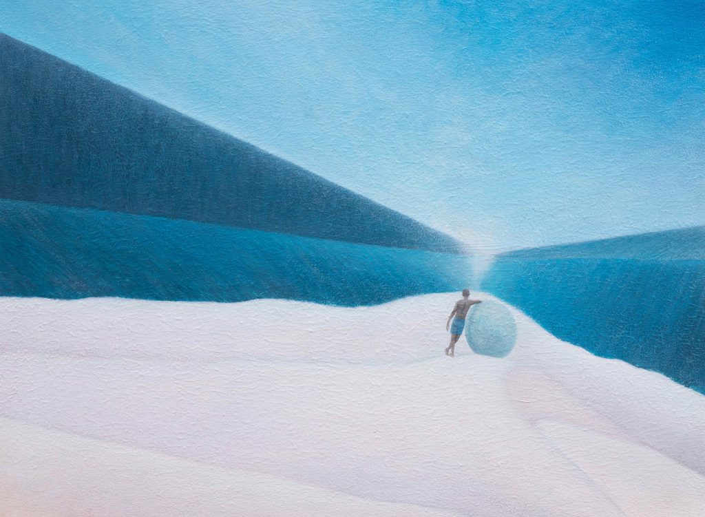 Jimas Ametonou, Blue Quest, 2020, Acrylic on Canvas, 60 x 80 cm