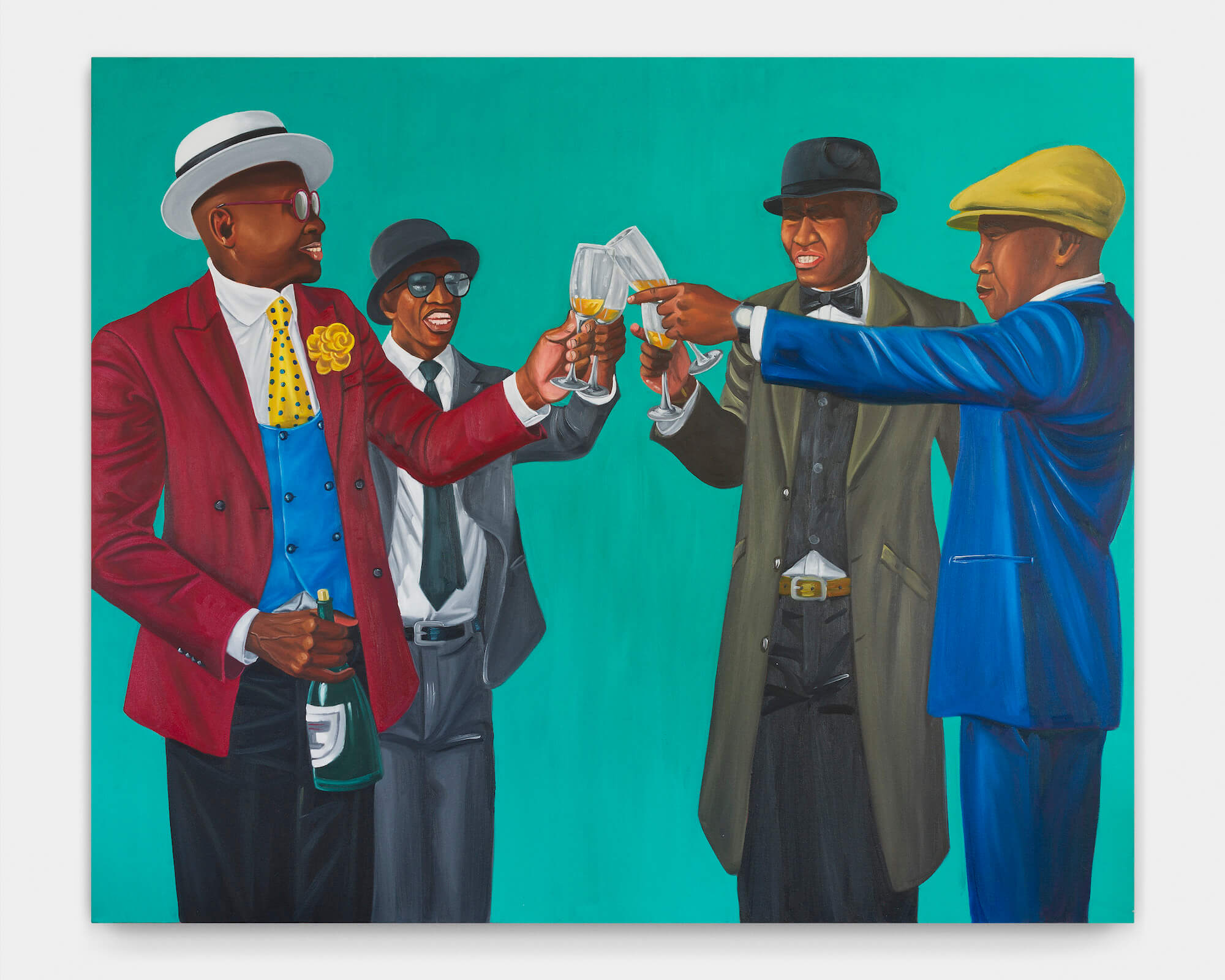 Zemba Luzamba is a firm favourite at auctions. His work titled League of Gentlemen was offered on by Ebony/Curated gallery
