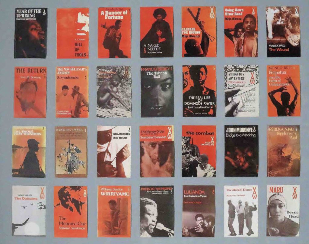 George Hallett, couvertures de livres de la série African Writers publiée par Heinemann. Présentation au BIC Project Space, février 2020.